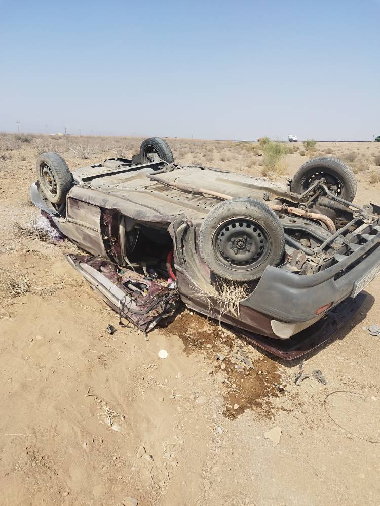 ۱ مصدوم و ۱ جان باخته بر اثر واژگونی پراید در جاده سمنان به دامغان